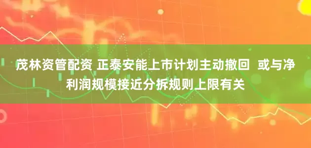 茂林资管配资 正泰安能上市计划主动撤回  或与净利润规模接近分拆规则上限有关